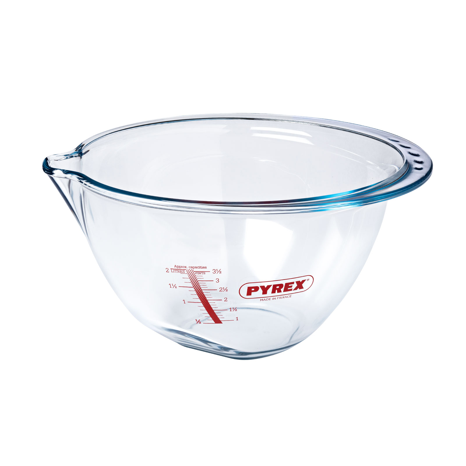 Pyrex bowl of thick-walled borosilicate glass with wide spout & handle - PureNature
