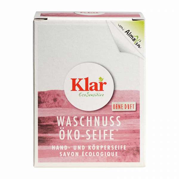 Clear perfume-free soap with soap nut and moisturising vegetable oils