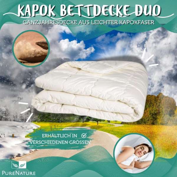 Kapok duvet Duo all-season duvet made of light Kapok fiber washable