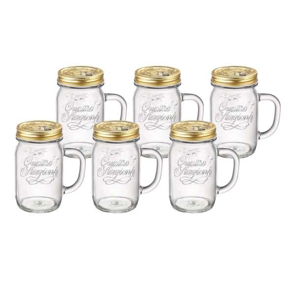 Quattro Stagioni drinking glasses with screw cap and handle Quattro Stagioni drinking glasses with screw cap and handle